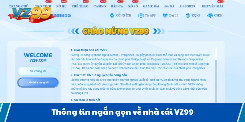 Thông tin ngắn gọn về nhà cái VZ99